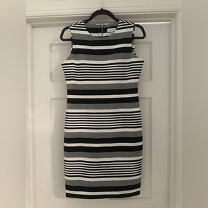 Calvin Klein Black and White Sleeveless Sheath Dress